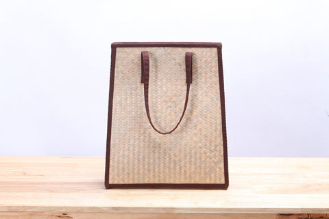 Nattira - Reed Woven Tote Bag (Brown)