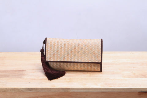Nattira - Handwoven Clutch Bag with Tassel (Brown)
