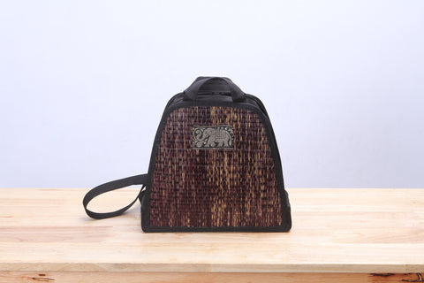 Mini Sedge Wicker Backpack (Dark Brown)