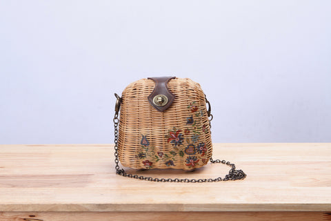 Mini Rattan Wicker Quilted Bag