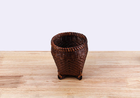 Darkbrown Round Bamboo Basket