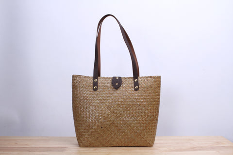 Tall Square Wicker Tote bag (Natural)